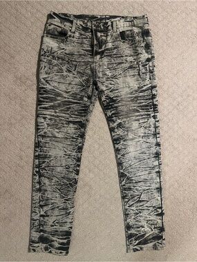 Southpole Skinny Distressed Gray Acid-Wash Men's Jeans 36x32